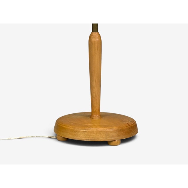 1950s Swedish Modern Birch, Brass, Silk Adjustable Floor Lamp For Sale - Image 13 of 14