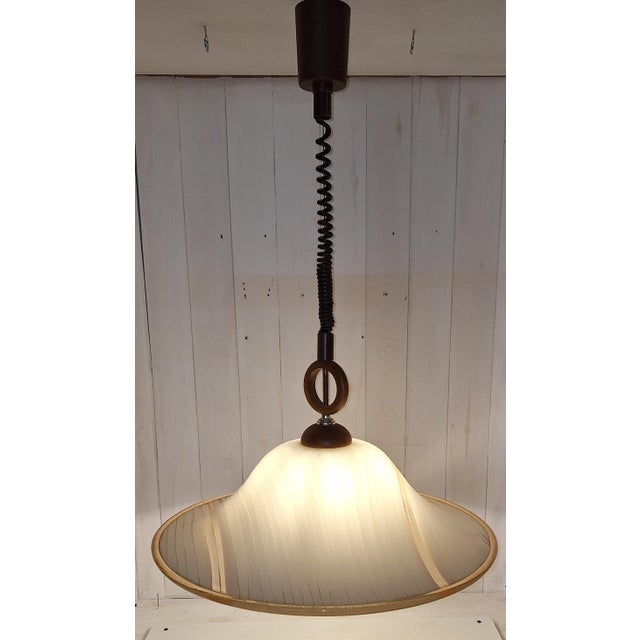 Beige Vintage Height-Adjustable Hanging Lamp in Ash by Aro, 1980s For Sale - Image 8 of 8