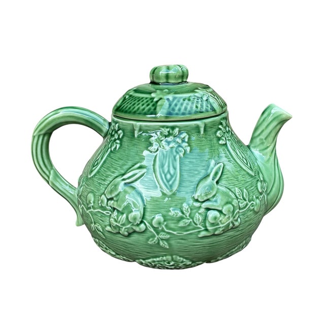 Late 20th Century Bordallo Pinheiro Majolica Bunny Rabbit Teapot Portugal Late 20th Century For Sale - Image 5 of 9