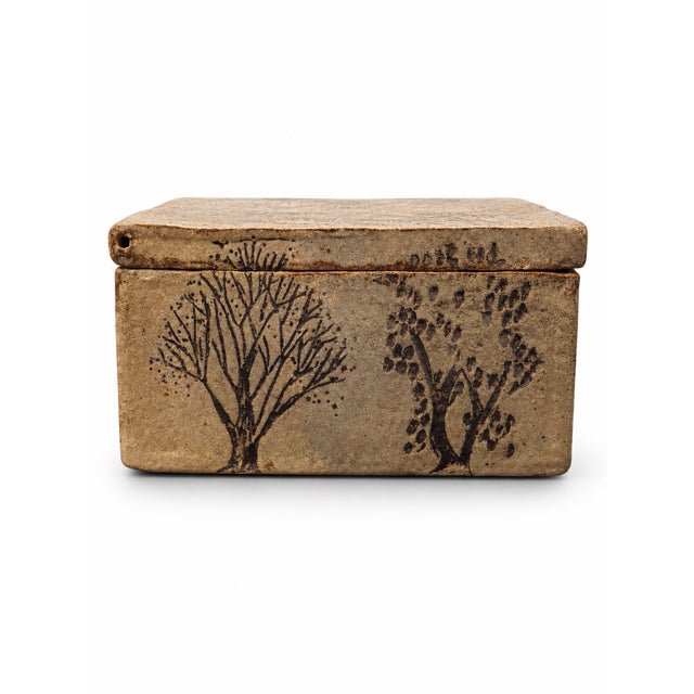 Ceramic One-of-a-Kind Studio Pottery Lidded Box With Tree Motifs, Possibly 1970s For Sale - Image 7 of 9
