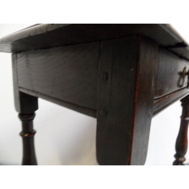 Wood Antique Oak Side Table For Sale - Image 7 of 12