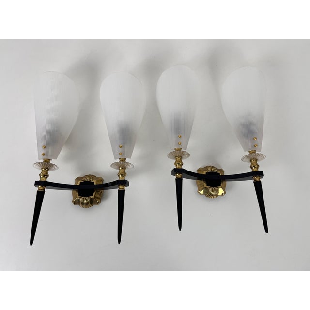 1960s Brass and Plexiglass Wall Lamps by Maison Arlus, 1960, France - A Pair For Sale - Image 5 of 13