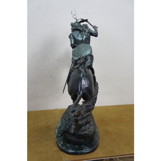 Mid 20th Century Frederic Remington Roman Bronze Works the Cheyenne Statue Sculpture 24" For Sale - Image 16 of 16