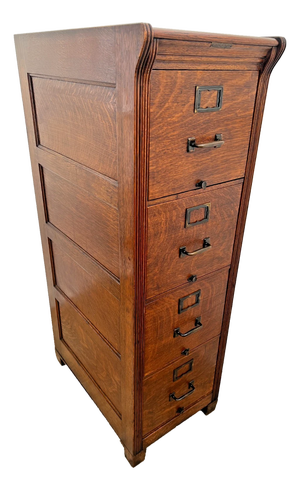 Antique Yawman and Erbe File Cabinet Four Drawers Quarter Sawn White Oak