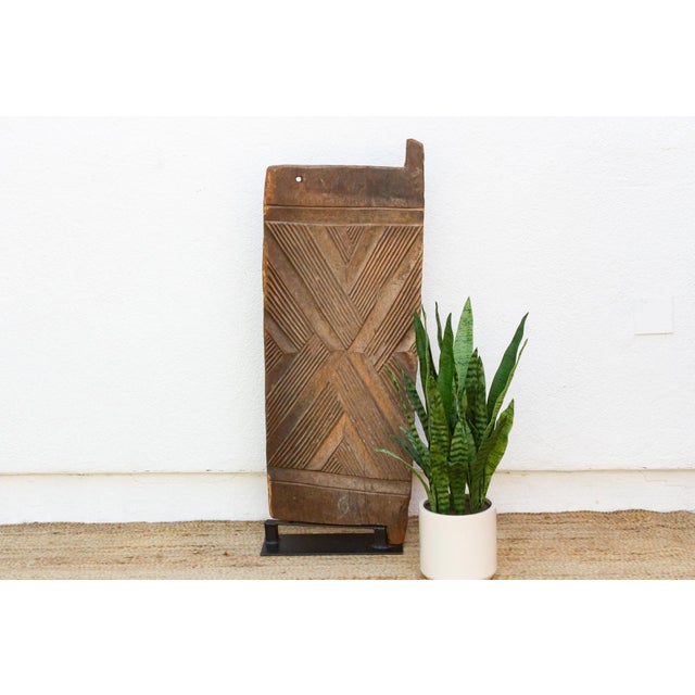 Brown Tribal Bold Chevron Mali Antique Door For Sale - Image 8 of 8