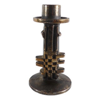 Brutalist Stainless Steel Candleholder by Olav Joff for Polaris/Figgjo, 1970s For Sale