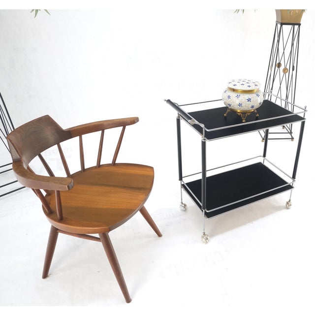 Black Lacquer & Chrome Bauhaus Two Tier Serving Cart on Wheels c.1940s MINT For Sale - Image 11 of 11