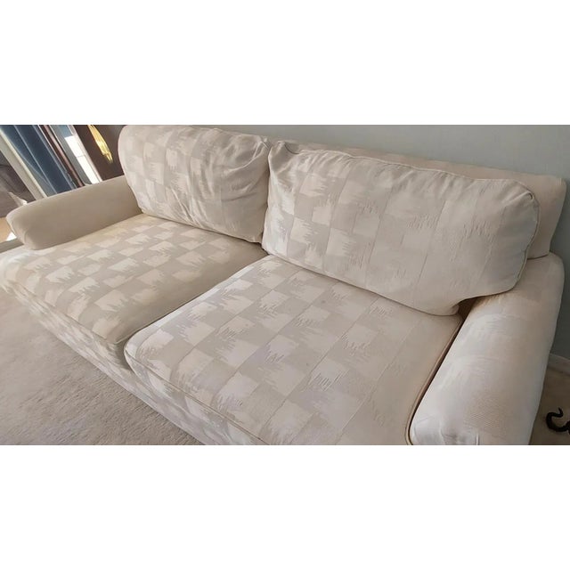 1990s White on White Pattern Upholstered Sofa For Sale - Image 4 of 8