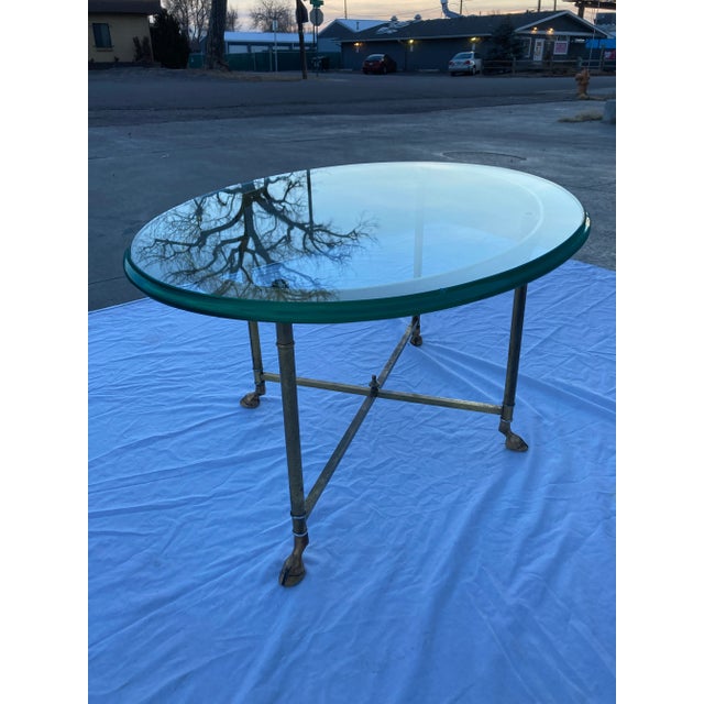 Brass Brass Hoofed Feet End Table in Faux Bamboo From Mastercraft For Sale - Image 8 of 13