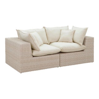 Cali Natural Faux Wicker Outdoor Modular Loveseat For Sale