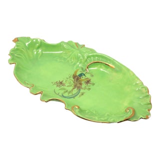 Vintage Chartreuse Green Paradise Bird Dish For Sale