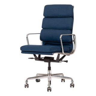 Herman Miller Eames Tall Navy Blue Fabric Desk Chair Soft Pad For Sale