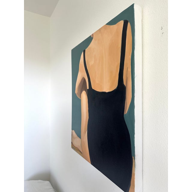Teal, black and golden, a color palette I am loving to paint these days. This piece is very simple in composition,...
