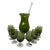 Vintage Sasaki Hand Blown Glass Avocado Green Cocktail Glasses & Decanter, Stirrers - Set of 11 For Sale