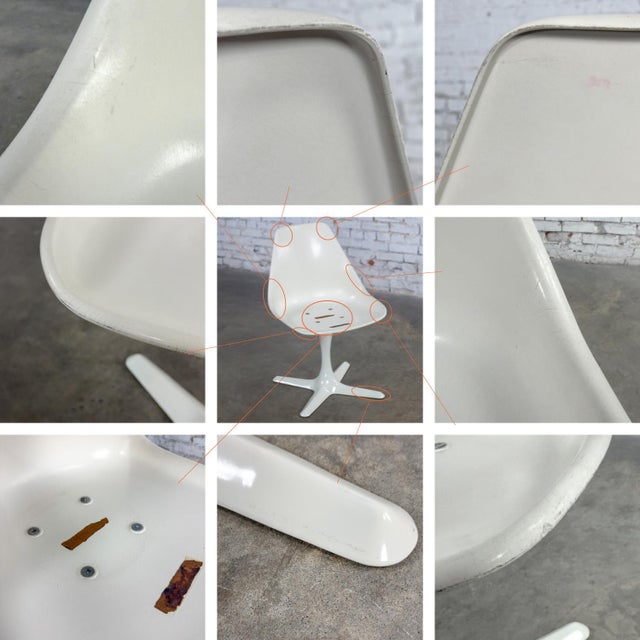 Mid-20th Century MCM Burke Tulip Side Chair No 115 White Shell Round Stationary Base & Black Cushion For Sale - Image 13 of 14