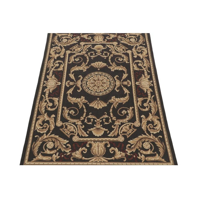 2010s 1980s Rug & Kilim’s Aubusson Style Flatweave in Brown With Medallion & Floral Patterns For Sale - Image 5 of 8