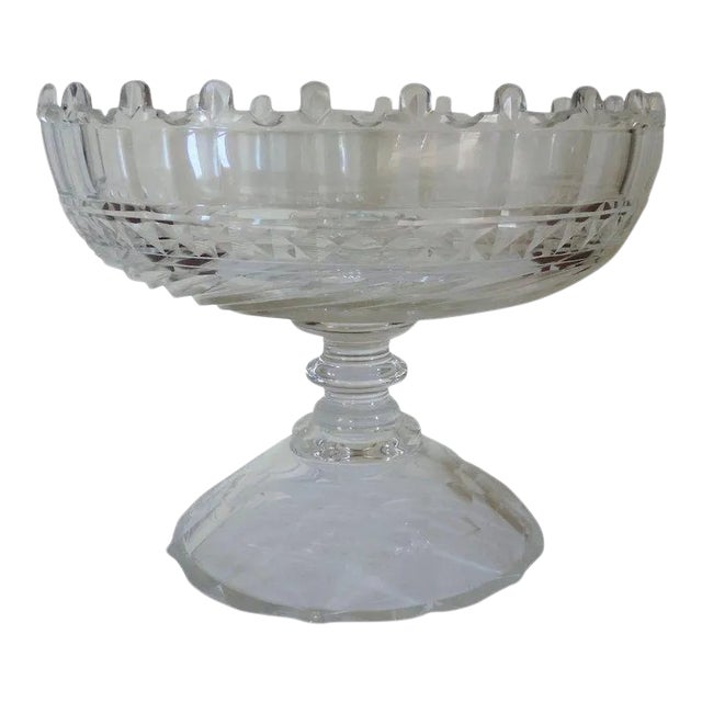 19th Century Anglo Irish Cut Glass Crystal Compote For Sale