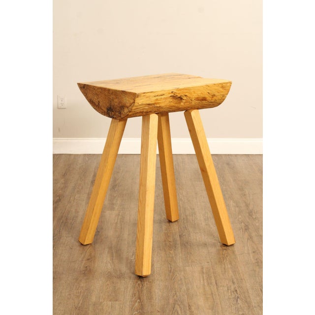 Vintage Custom Crafted Butcher Block Side Table or Server, Mounted on Square Oak Legs