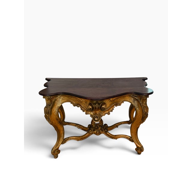 Antique 18c Louis XVI Giltwood & Walnut Console Table For Sale In Los Angeles - Image 6 of 7
