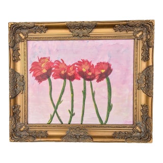 Original Botanical Flower Framed Painting For Sale