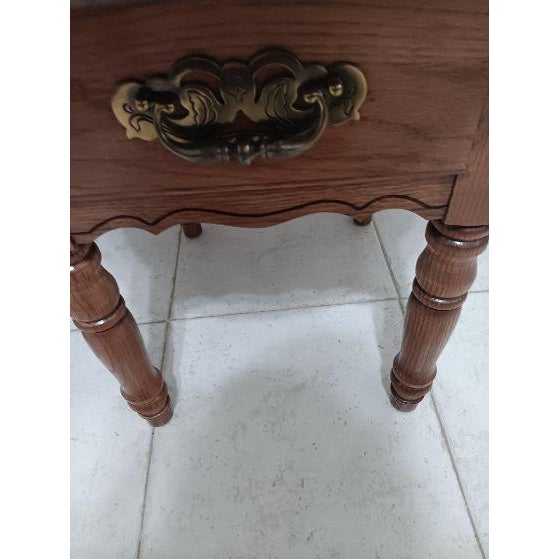 Vintage Wood End Table Oval by Broyhill One Drawer Set of 2 For Sale In Naples, FL - Image 6 of 6