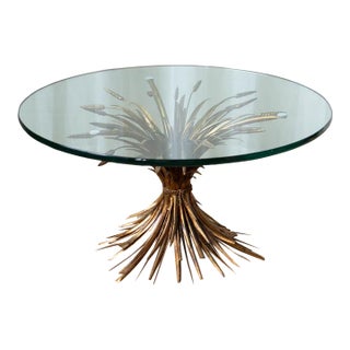 Vintage Gold Sheaf Wheat Coffee Table For Sale