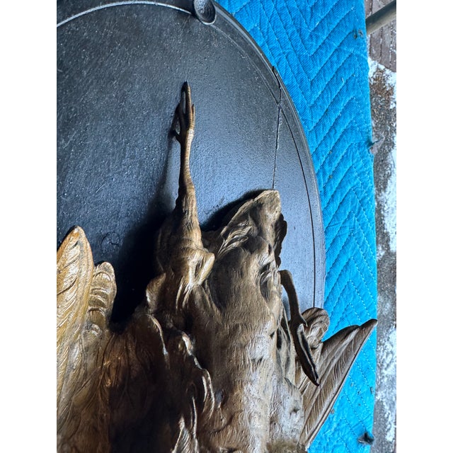 Air 19c Bronze Patina Game Bird Trophy Plaques Wood Mounted Signed P. Comolera For Sale - Image 10 of 10