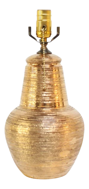 Italian Ceramic Table Lamp in Textured Gold Glaze