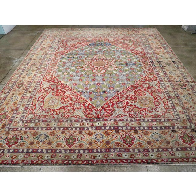 Rustic Galerie Shabab Collection Early 20th Century Persian Tabriz Carpet For Sale - Image 3 of 9