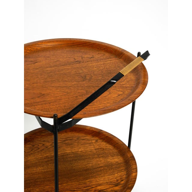 Mid-Century Modern Folding Serving Trolley with Removable Teak Pagwood Trays, 1950s For Sale - Image 14 of 18