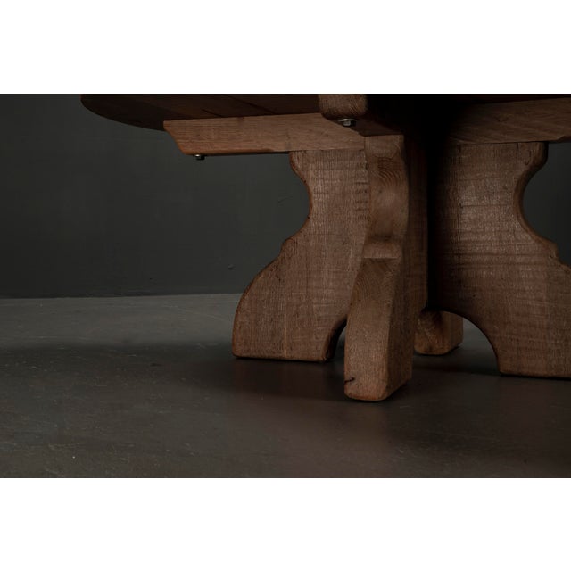 Large Vintage Rural Round Coffee Table in Oak, 1960s For Sale - Image 9 of 14