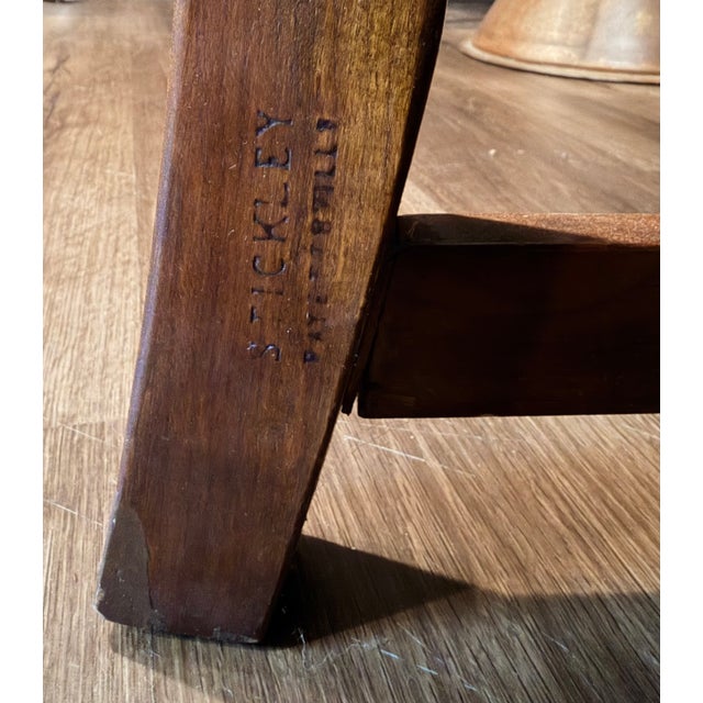 Signed Vintage Stickley "Connecticut Valley" Wingback Settee in Original Pineapple Fabric For Sale - Image 9 of 13