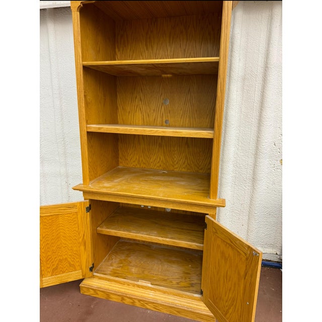 Oak Wood Media Cabinet For Sale - Image 6 of 6