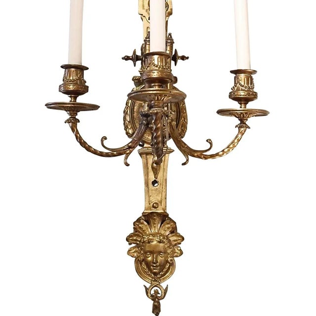 19th Century Antique French Régence Style Gilt Bronze Sconces - A Pair For Sale - Image 4 of 12