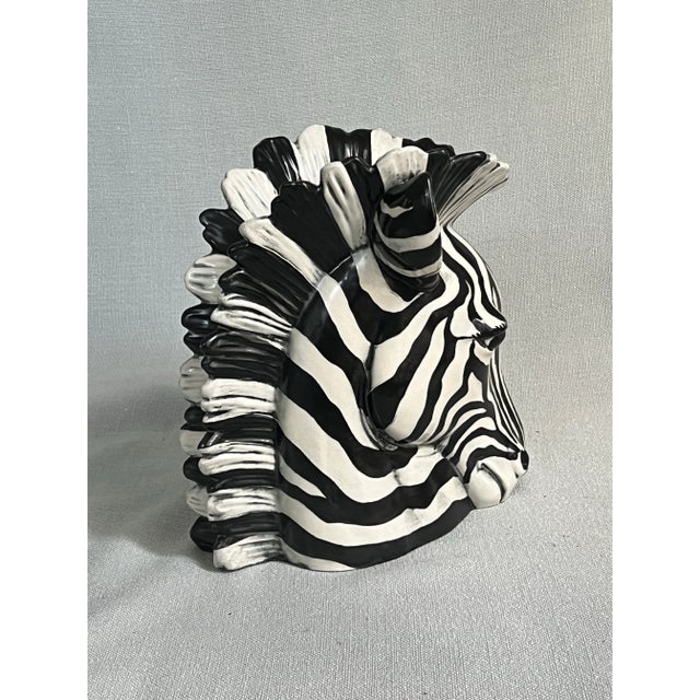 Vintage Ceramic Black and White Zebra Vase For Sale - Image 11 of 12