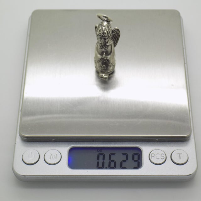 Metal Vintage Italian Handmade Genuine Silver Christmas Decoration Angel Figurine For Sale - Image 7 of 8