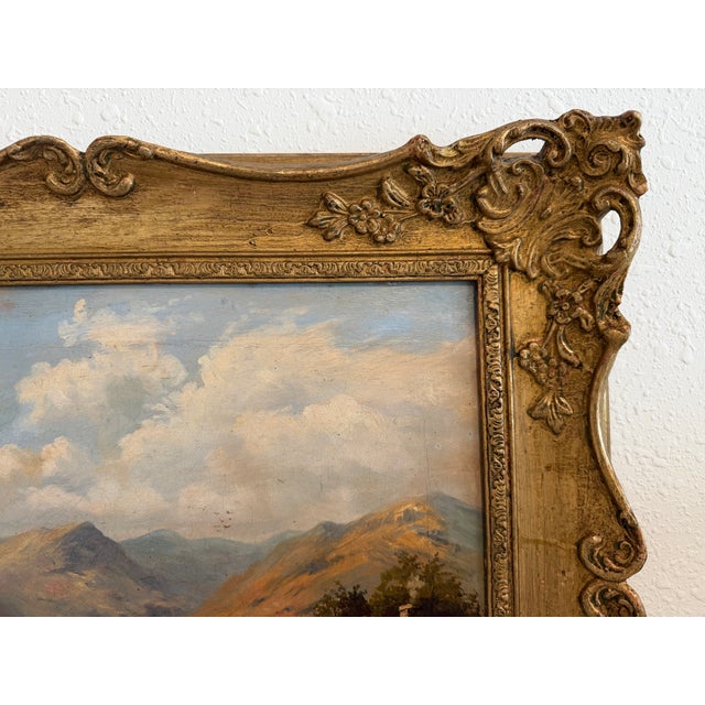 Late 19th Century h.i. Walker 1884 Antique British Mountain Landscape Oil Painting, Gild Frame For Sale - Image 5 of 7