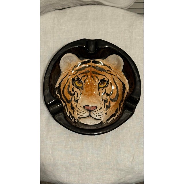 Vintage Palm Beach Regency Italian Tiger Face Pottery Ashtray Catchall For Sale In Mobile - Image 6 of 11