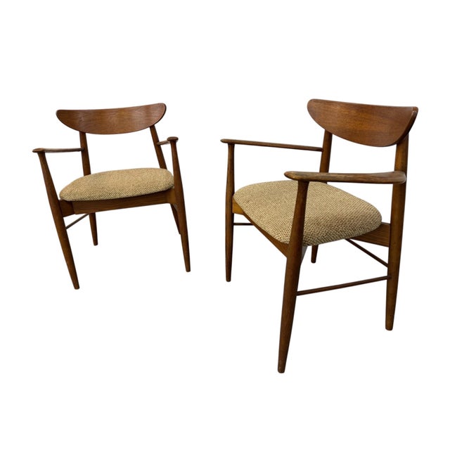 Mid-Century Modern Mid-Century Modern Walnut & Oak Arm Chairs - Set of 2 For Sale - Image 3 of 7