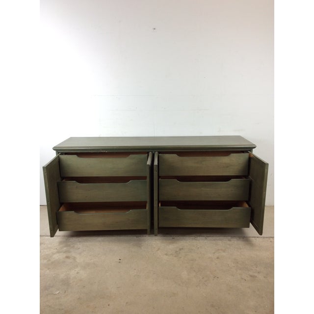 Mid Century Modern Jade Credenza With Unique Brass Hardware For Sale - Image 15 of 18