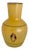 Palm Beach Style Vintage Yellow Glass Vase With Two Hand Painted Parrots Adorning the Front Face For Sale