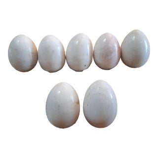 XL White Alabaster Marble Duck Eggs Easter For Sale