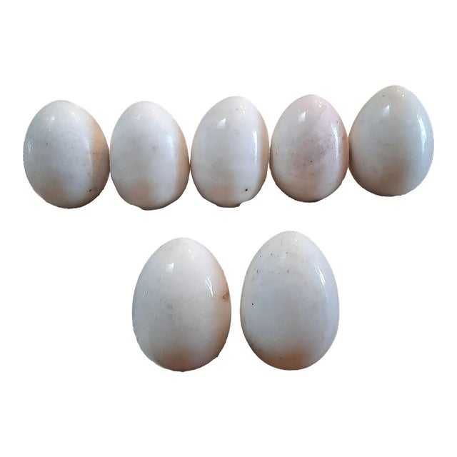 XL White Alabaster Marble Duck Eggs Easter For Sale