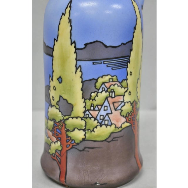 Arts & Crafts Antique Nippon Hand Painted Blue Halloween Pattern Porcelain Wine Jug W/ Cork For Sale - Image 3 of 18