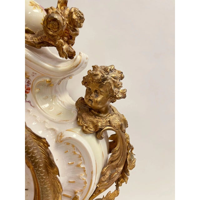 19th Century Ormolu Mounted Berlin Kpm Porcelain Clock Set - 3 Pieces For Sale In Los Angeles - Image 6 of 12