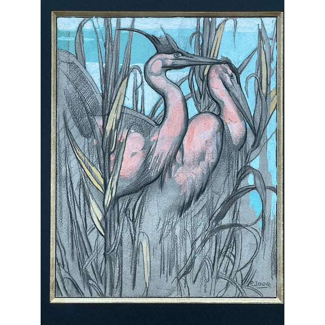 Paul Jouve, The Two Herons, 20th Century, Mixed Media For Sale - Image 12 of 12