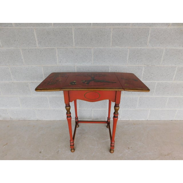 Chinoiserie Vintage Chinoiserie Paint Decorated Vanity With Lift Center Mirror For Sale - Image 3 of 13