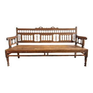 Vintage Colonial Spindle Bench For Sale
