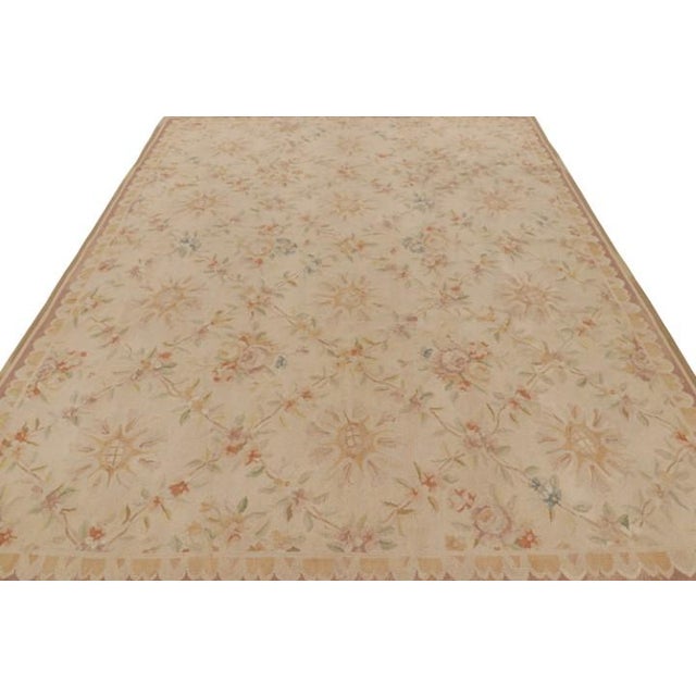 2010s Rug & Kilim’s Aubusson Rug in Beige With Colorful Floral Patterns For Sale - Image 5 of 7