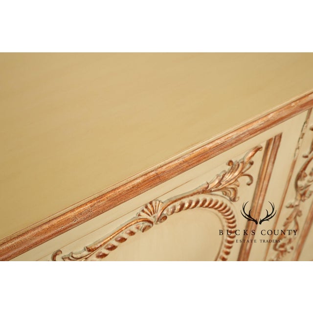French Provincial French Rococo Style Painted Sideboard Buffet Cabinet For Sale - Image 3 of 18